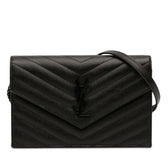 Classic Monogram Wallet on Chain Matelasse Chevron Leather Small