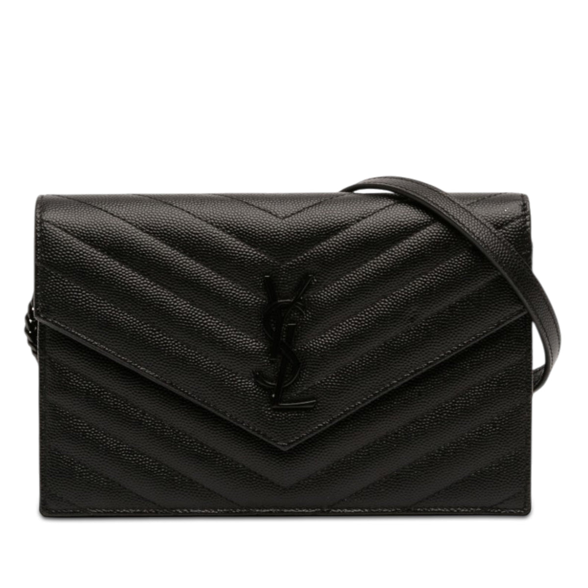 Classic Monogram Wallet on Chain Matelasse Chevron Leather Small