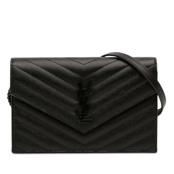 Classic Monogram Wallet on Chain Matelasse Chevron Leather Small