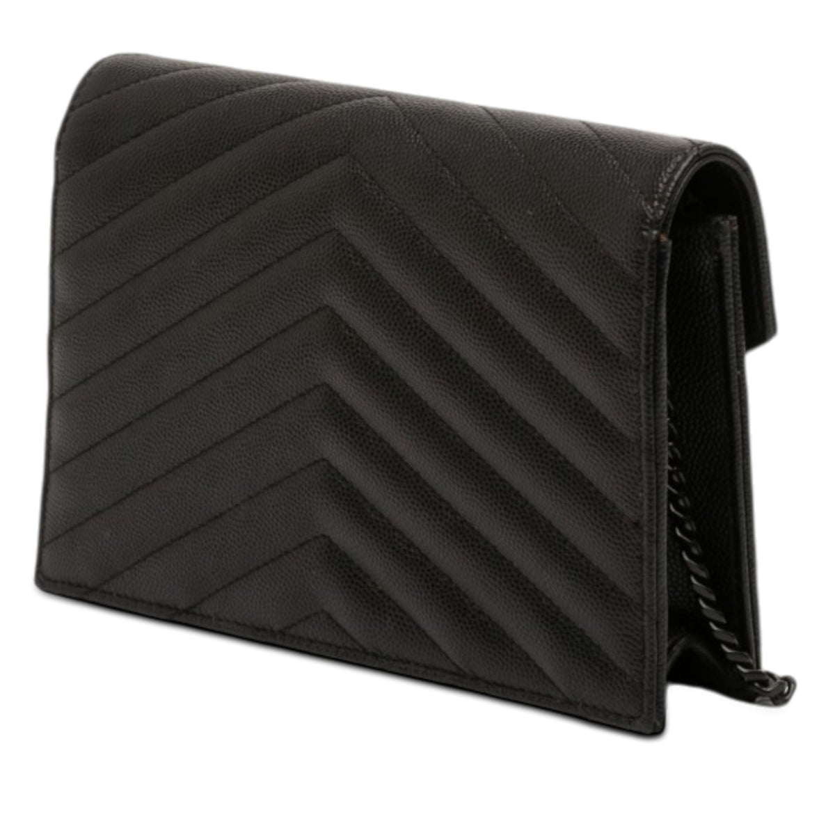 Classic Monogram Wallet on Chain Matelasse Chevron Leather Small