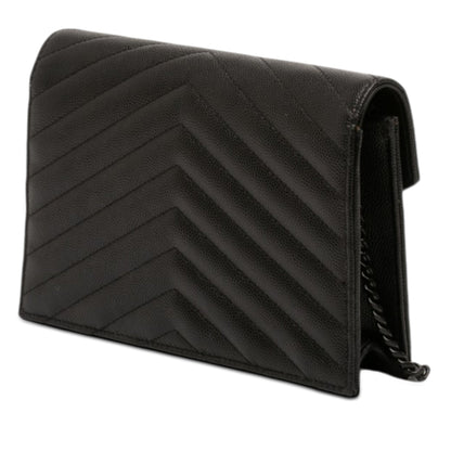 Classic Monogram Wallet on Chain Matelasse Chevron Leather Small