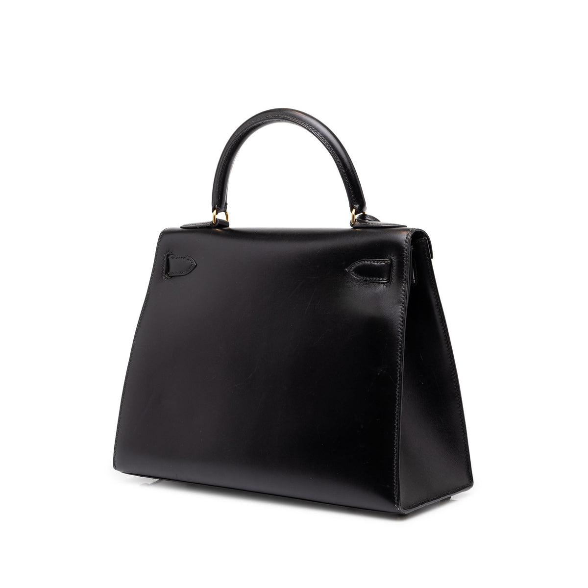 Kelly Handbag Black Box Calf with Gold Hardware 28