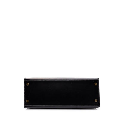 Kelly Handbag Black Box Calf with Gold Hardware 28