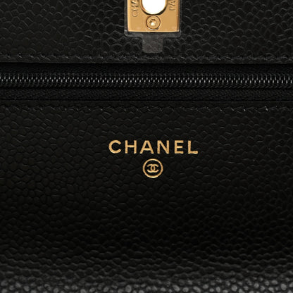Chanel Caviar Quilted CC Turnlock Wallet On Chain WOC Black