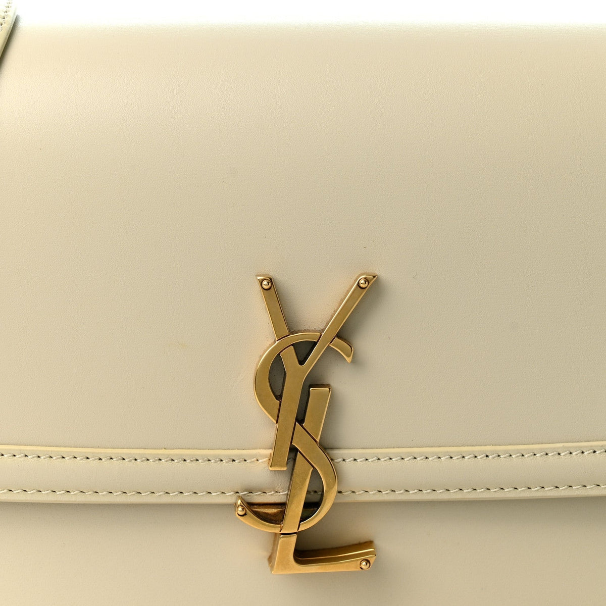 Saint Laurent Box Calfskin Monogram Medium Solferino Satchel Crema Soft