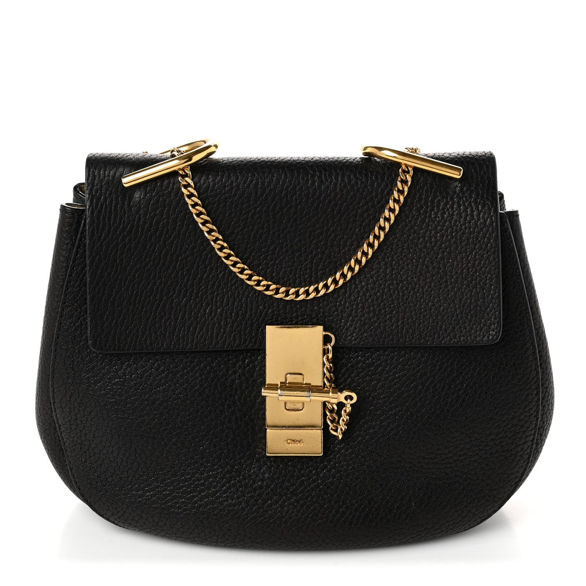 Chloe Grained Lambskin Drew Shoulder Bag Black