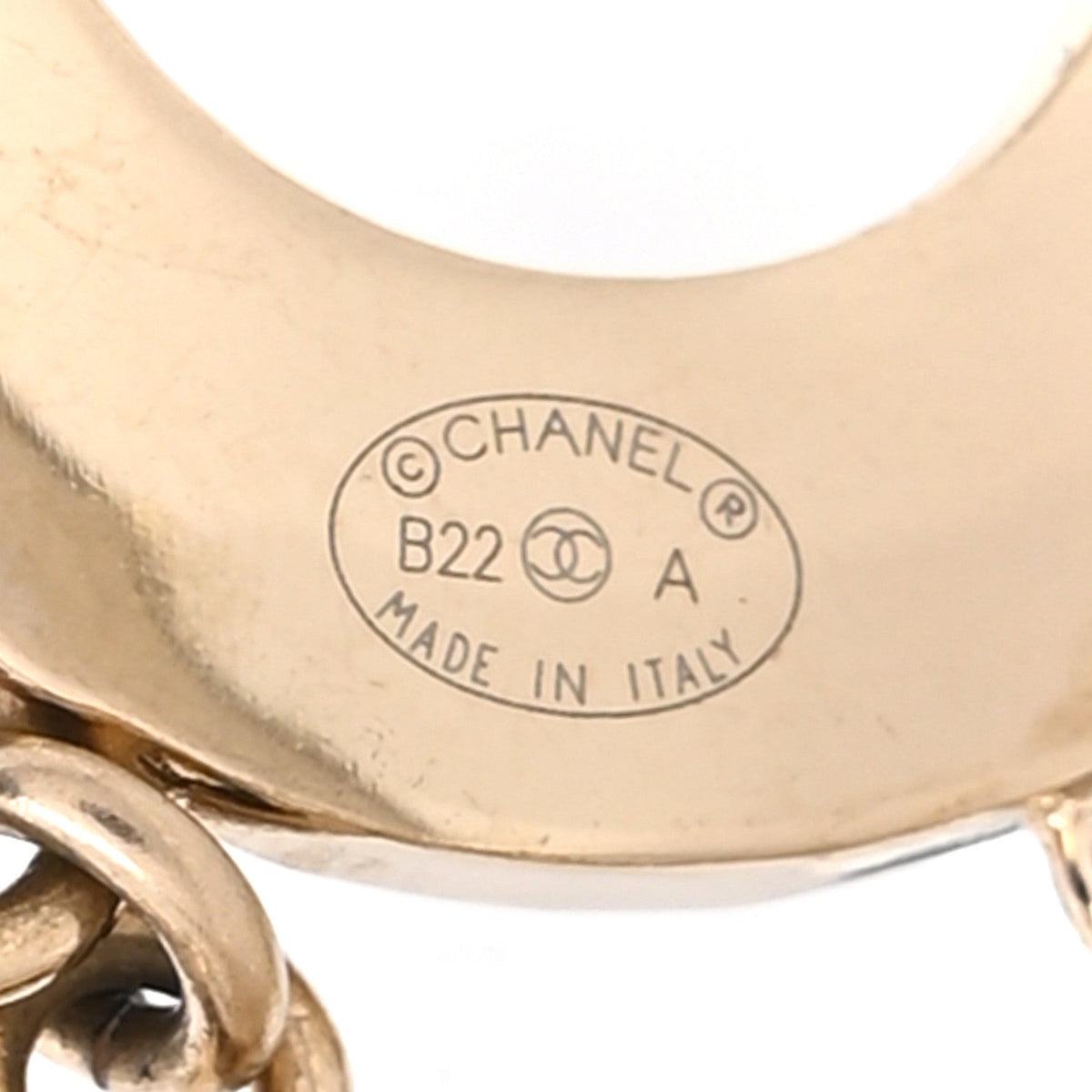 Chanel Metal Enamel Cha-Nel Logo Drop Earrings Black White
