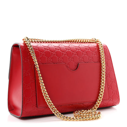 Gucci Guccissima Medium Padlock Shoulder Bag Hibiscus Red 1980302