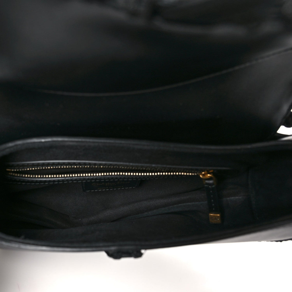 Christian Dior Calfskin Pom Pom Saddle Bag Black