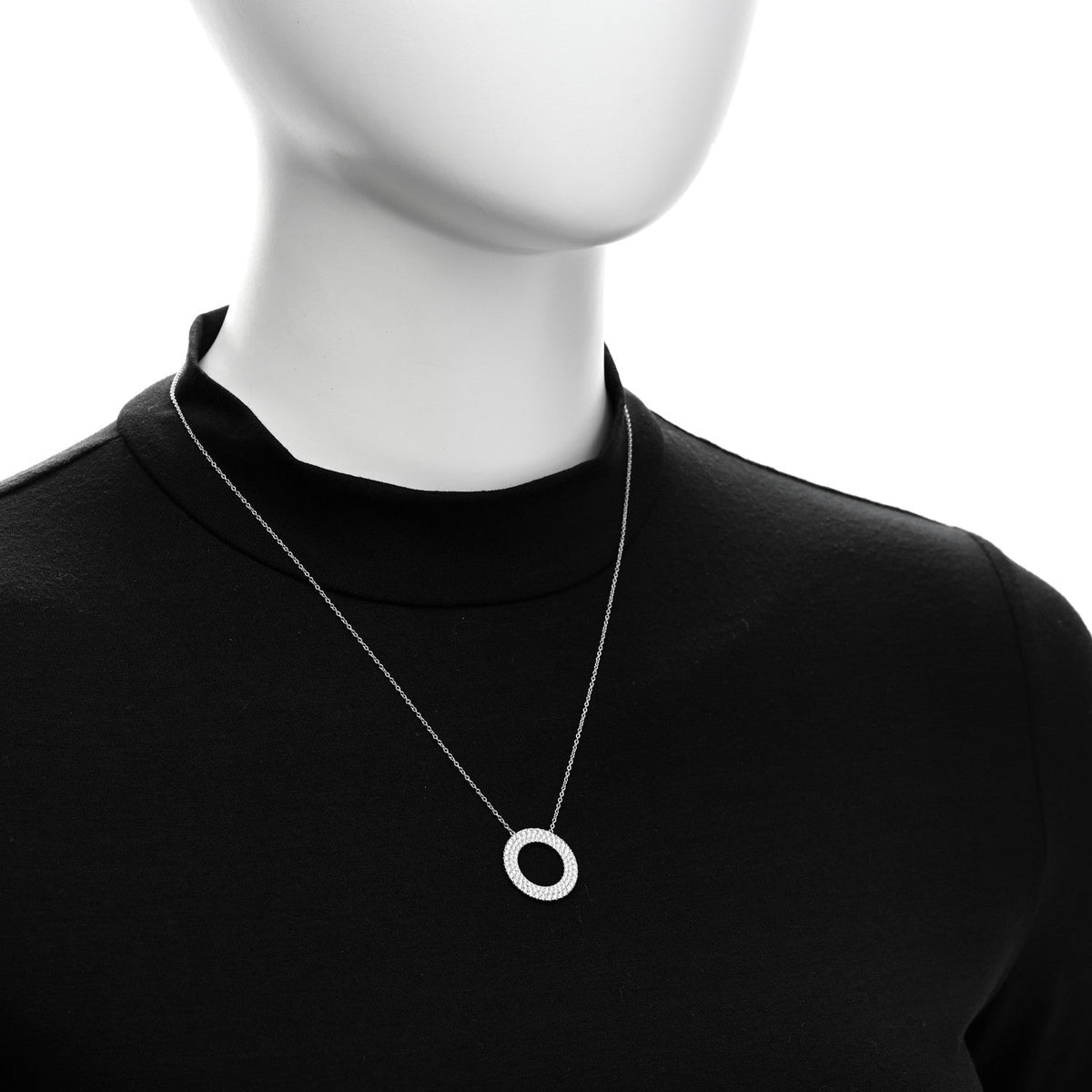Tiffany 18K White Gold Diamond Metro Circle Pendant Necklace