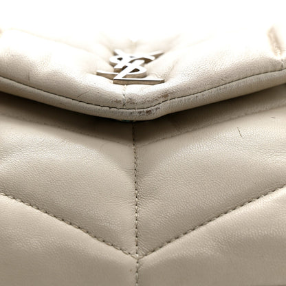 Saint Laurent Lambskin Toy Loulou Puffer Satchel Crema Soft
