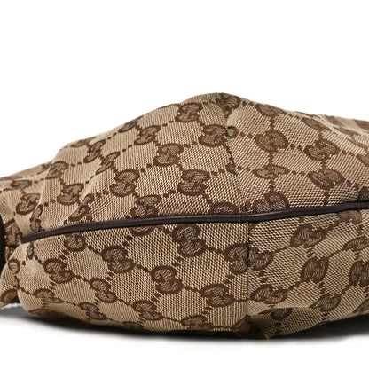 Gucci GG Monogram Web Medium Half Moon Hobo Dark Brown