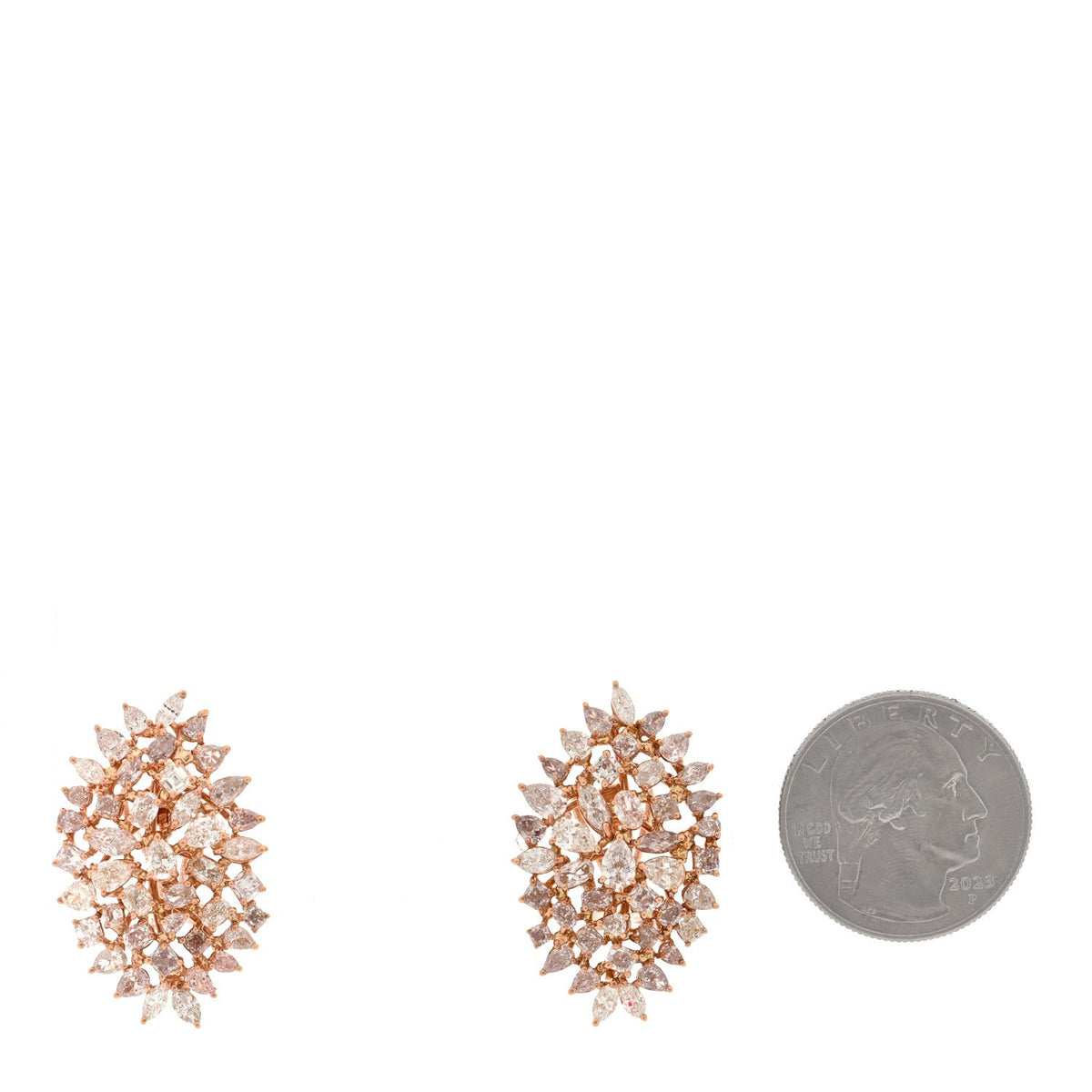 Parker & West by FASHIONPHILE18K Rose Gold Pink Diamond Cluster Earrings