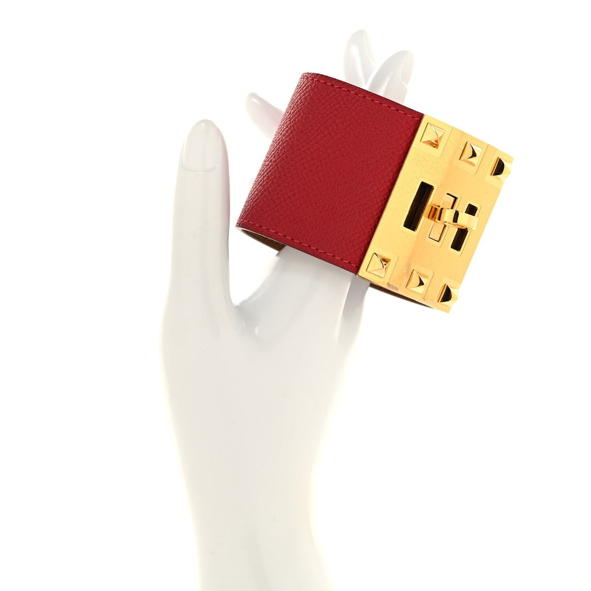 Hermès Epsom Kelly Extreme Dog Bracelet S Rouge Casaque