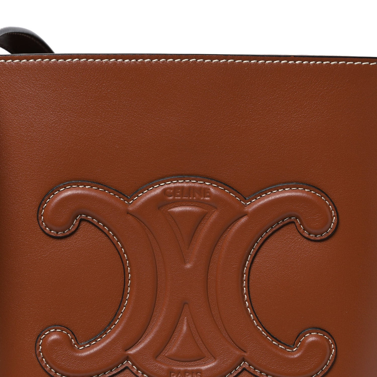Celine Smooth Calfskin Small Cuir Triomphe Bucket Bag Tan