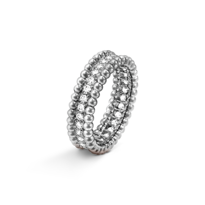18K Gold Diamond VCA Perlée 1 Row Ring