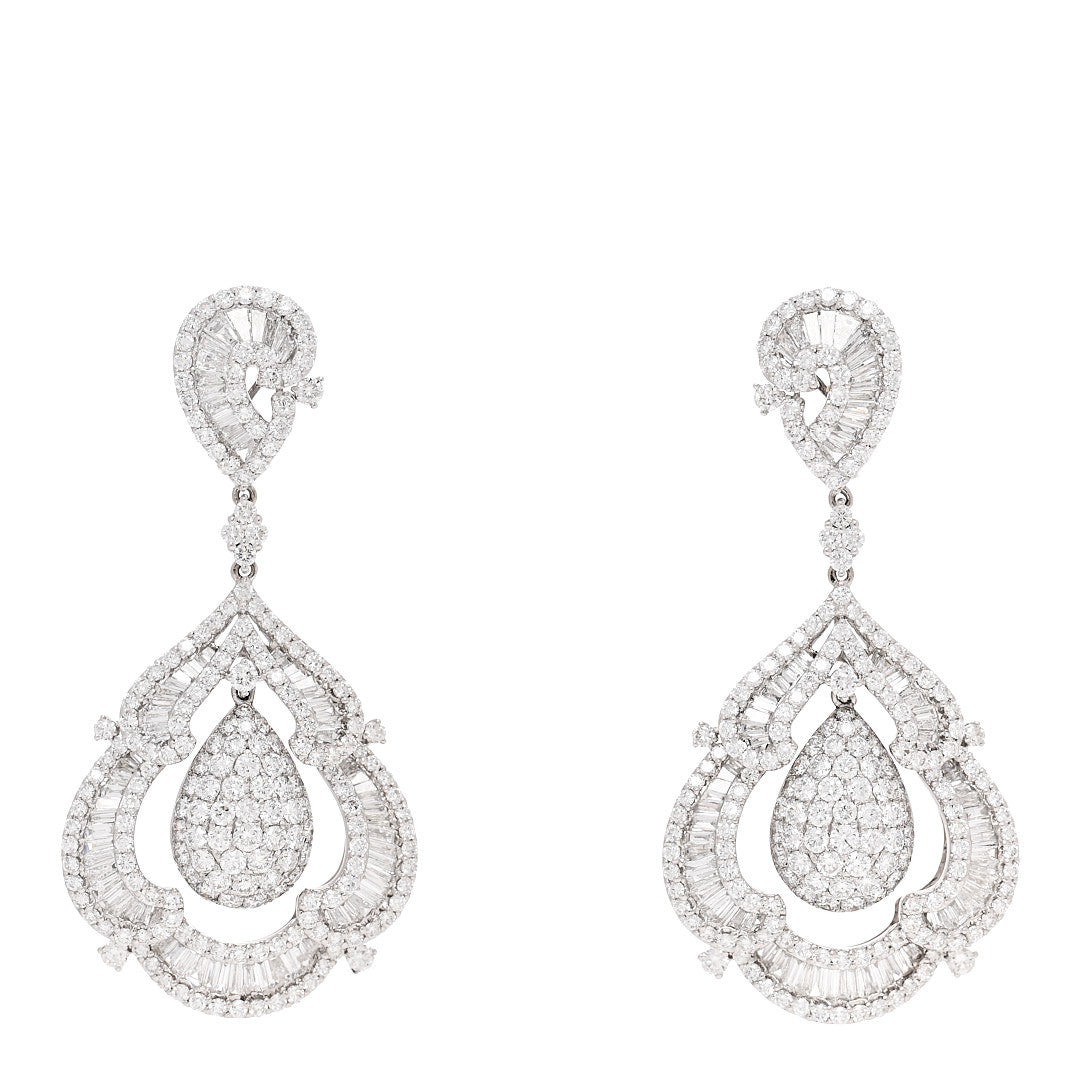 Parker & West 18K White Gold Diamond 10.19ctw Drop Earrings