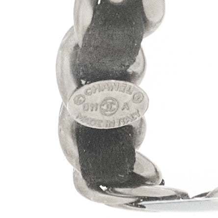 Chanel Lambskin CC Necklace Black Silver