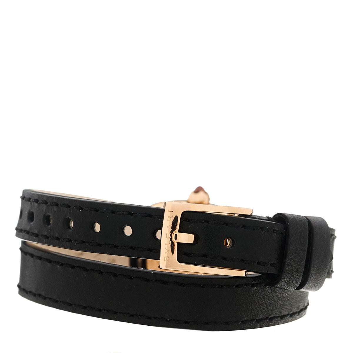 Bulgari 18K Rose Gold Calfskin Diamond Women's 27mm Serpenti Watch Red