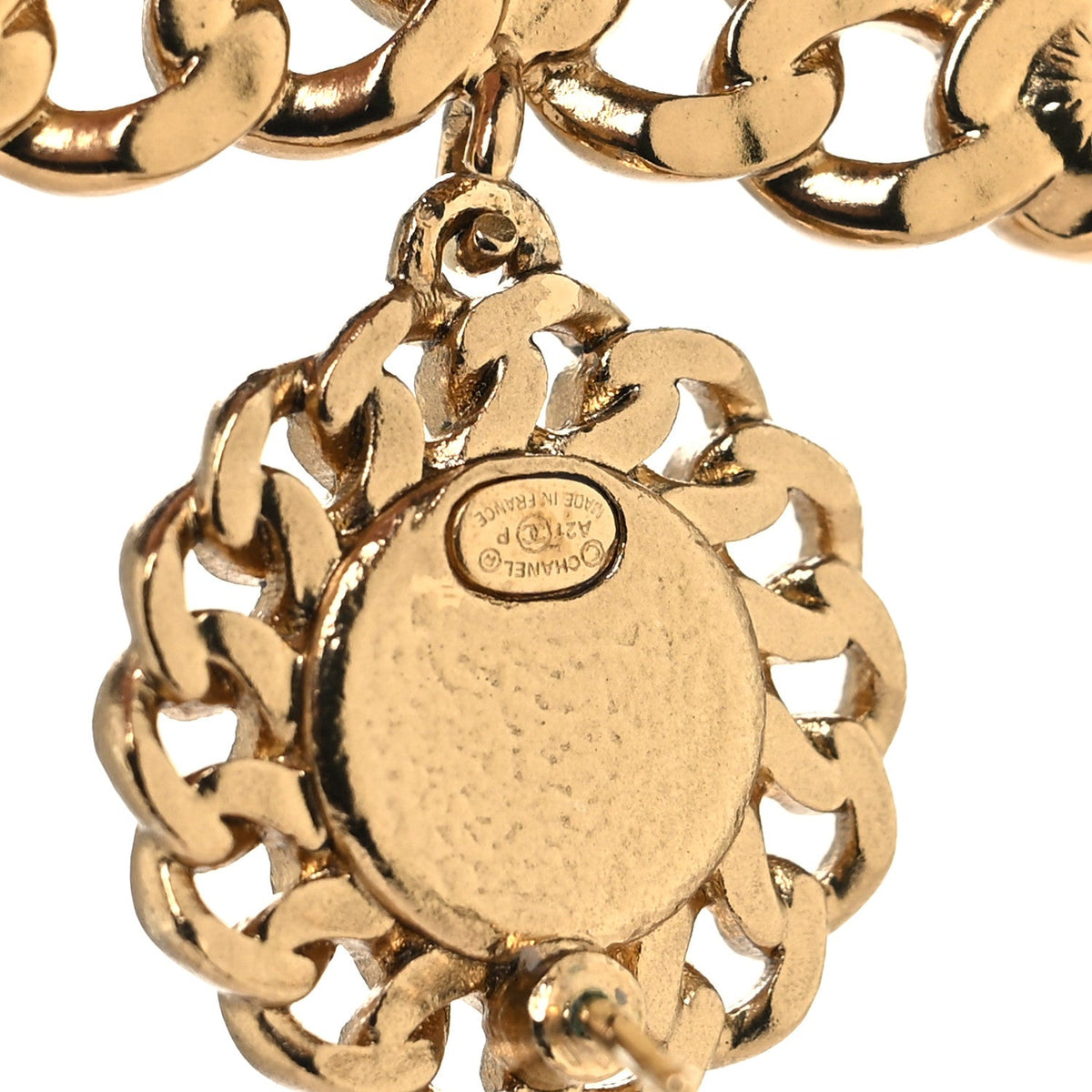 Chanel Pearl Crystal Chain Link CC Drop Earrings Gold Red Pink Yellow