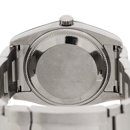 Rolex Stainless Steel 18K White Gold Diamond 34mm Oyster Perpetual Date Watch White Roman 115234