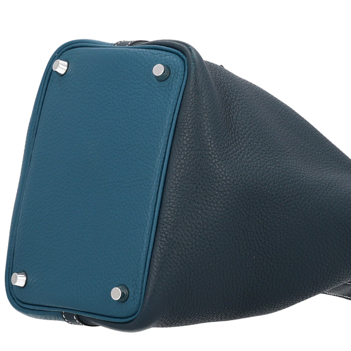Hermes Taurillon Clemence Casaque Picotin Lock 18 PM Vert Bosphore Deep Bleu