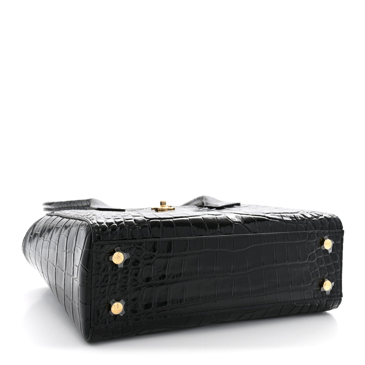 Chanel Calfskin Crocodile Embossed Small Archetype Tote Black