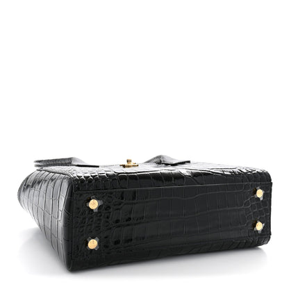 Chanel Calfskin Crocodile Embossed Small Archetype Tote Black