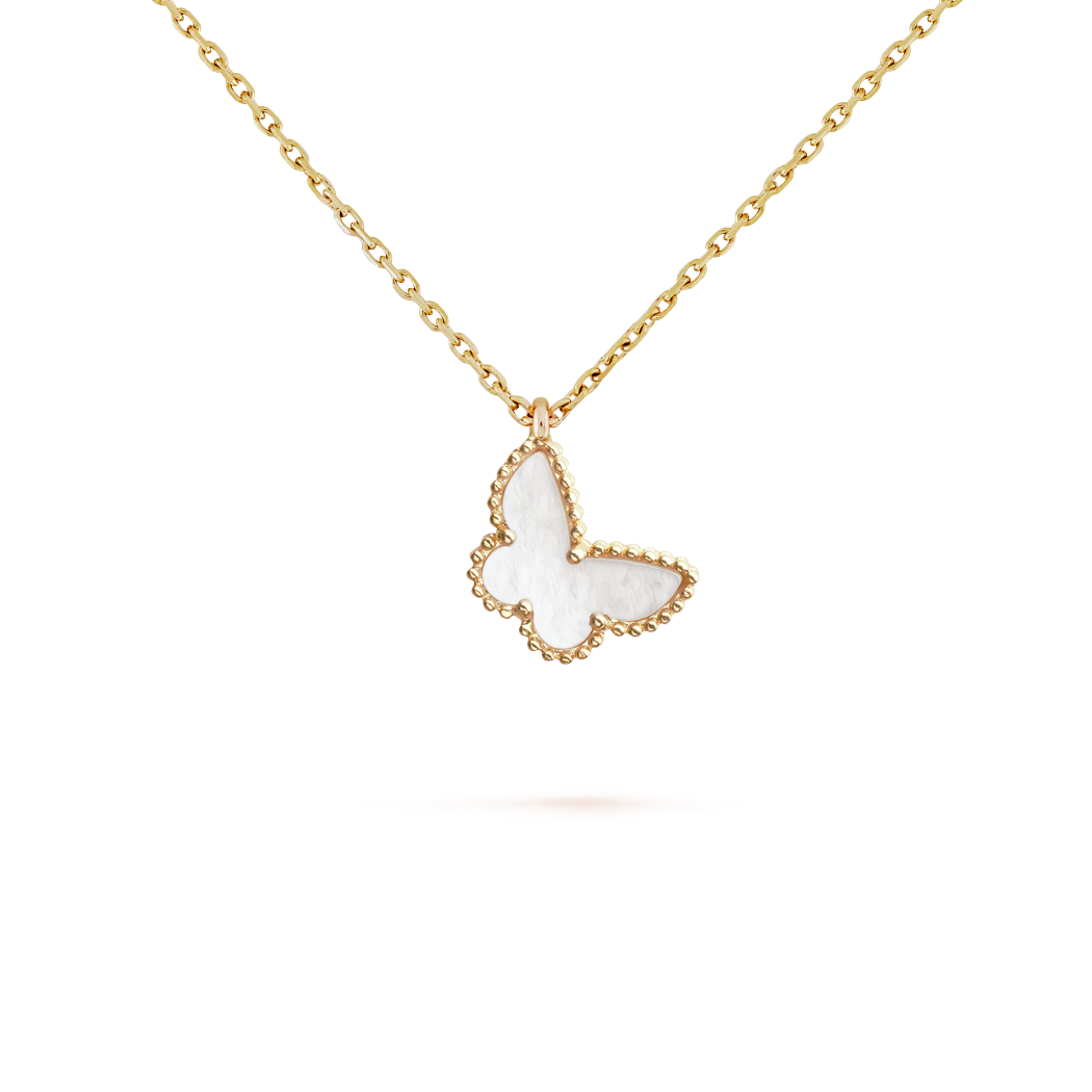 18K Yellow Gold MOP VCA Sweet Alhambra Butterfly Pendant