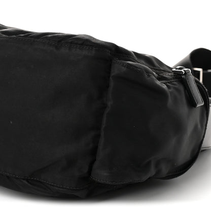 Prada Re-Nylon Vela Saffiano Pocket Double Zip Shoulder Bag Black