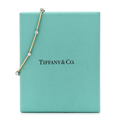 Tiffany 18K Yellow Gold Platinum Diamond 0.32ct Knife Edge Link Bracelet