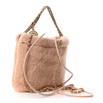 Chanel Shearling Quilted Mini Chanel 22 Shoulder Bag Light Pink 1921313