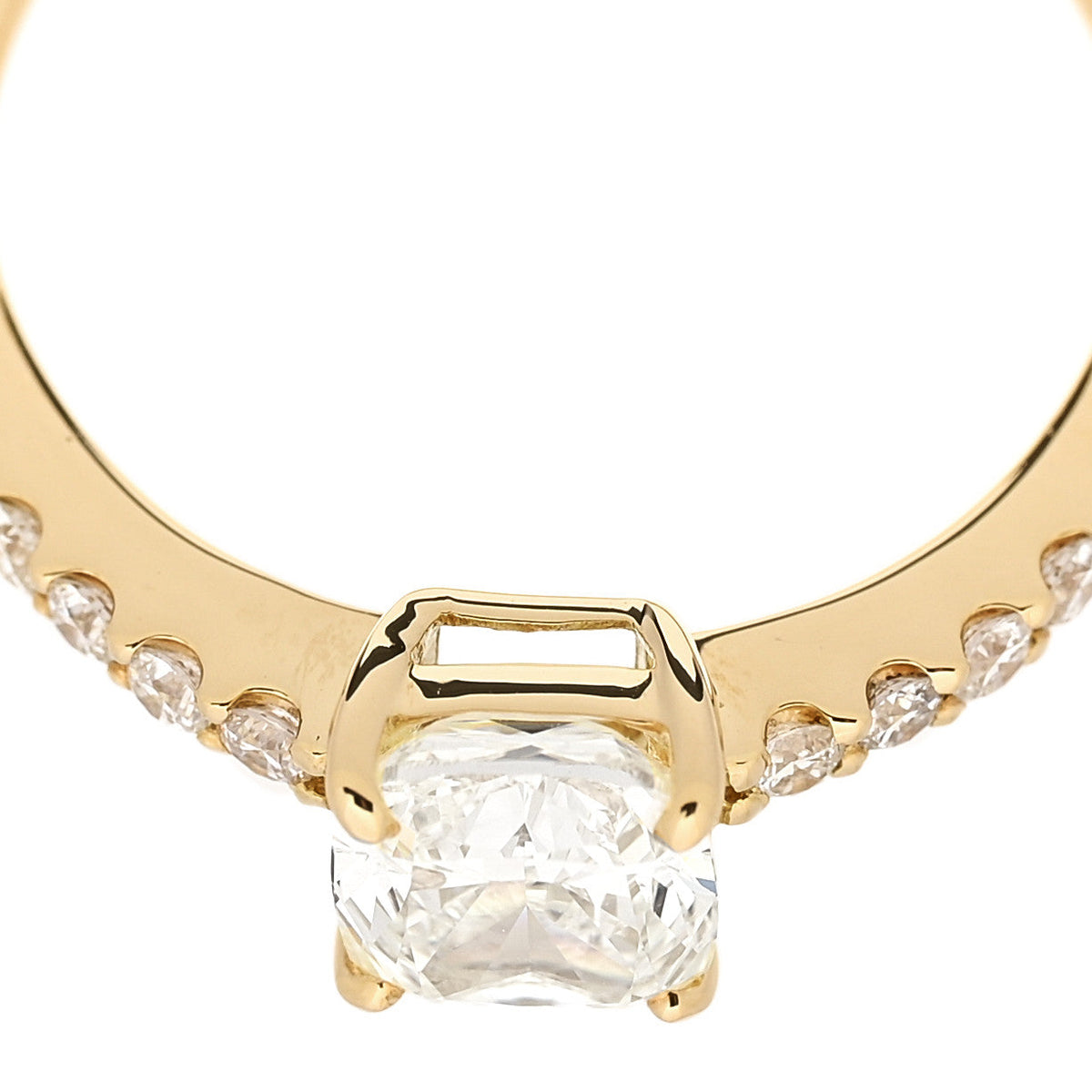 Parker & West by FASHIONPHILE18K Yellow Gold Diamond 1.00ct Cushion Cut Pave Band Engagement Ring 51 5.75
