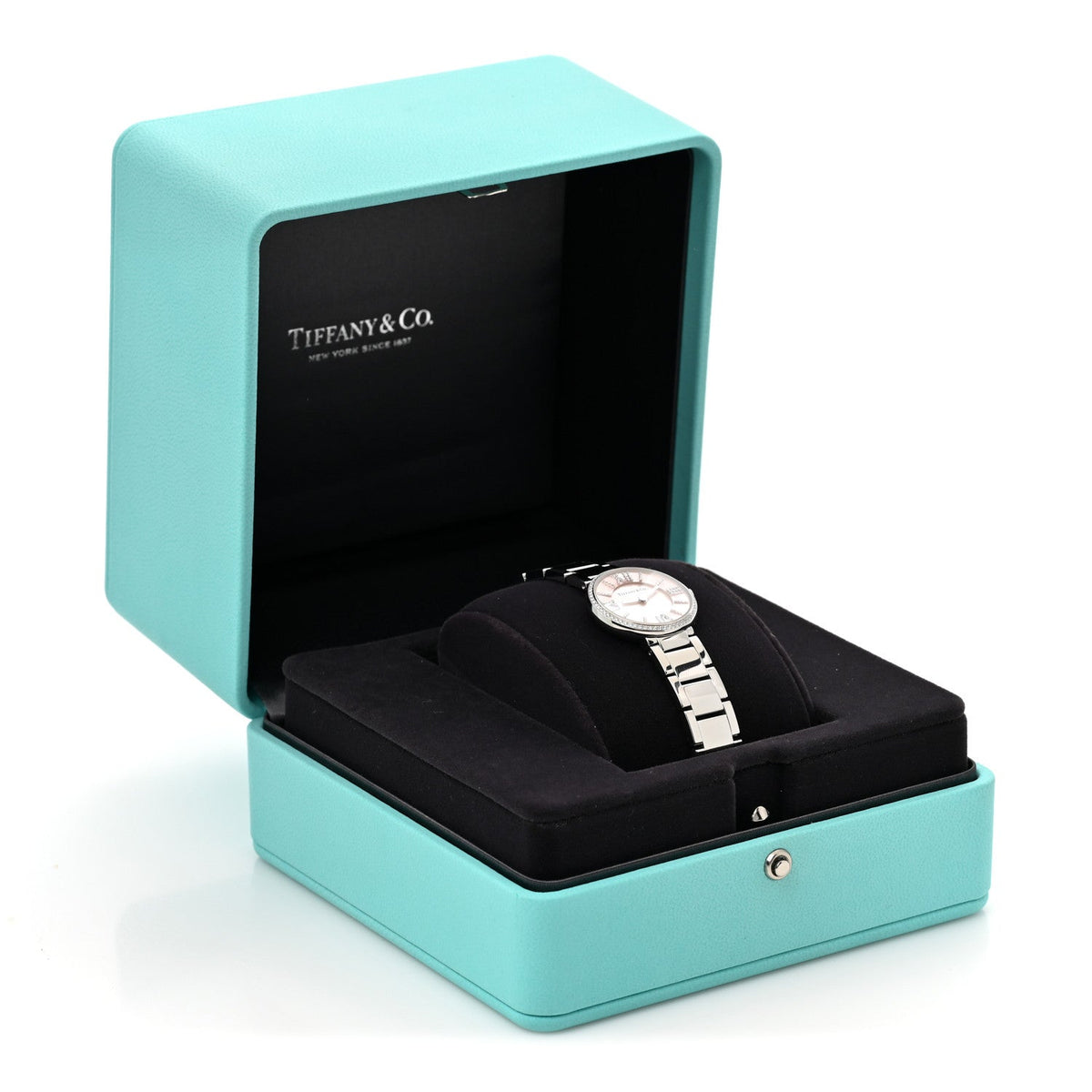 Tiffany Stainless Steel Diamond 24mm Atlas 2-Hand Quartz Watch Silver