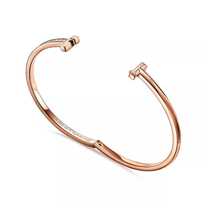 18K Gold Diamonds Tiffany T1 Hinged Bangle