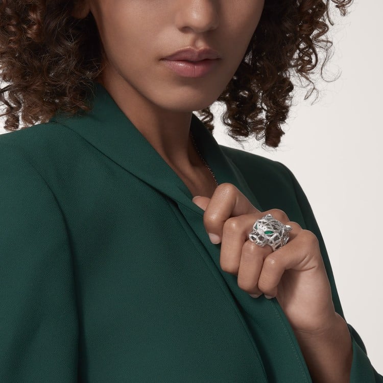 18K White Gold Diamonds Cartier Panthère De Cartier Ring