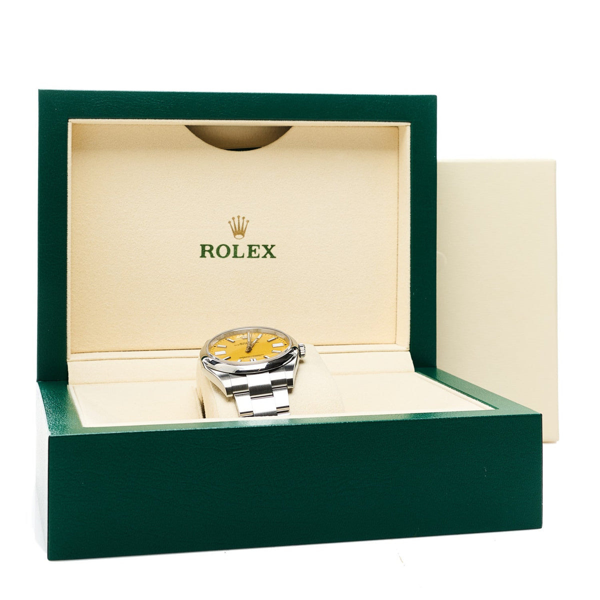 Rolex Stainless Steel 41mm Oyster Perpetual Watch Yellow 124300