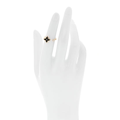 Louis Vuitton 18K Yellow Gold Diamond Onyx Blossom Ring 48 4.5