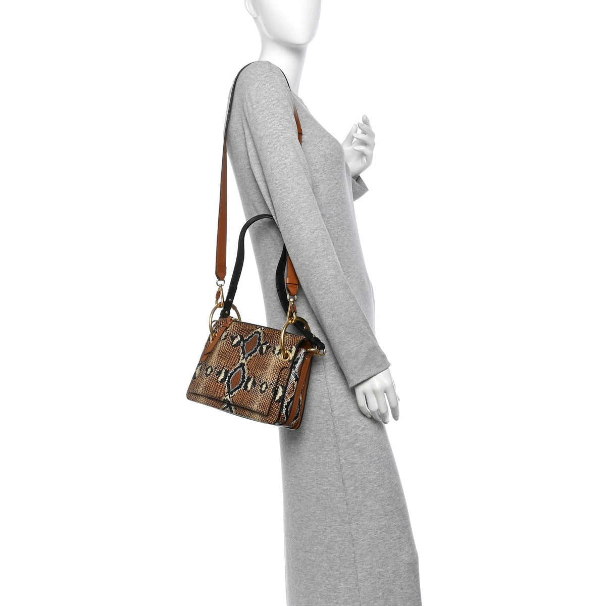 Chloe Calfskin Snakeskin Embossed Small Roy Bag Multicolor