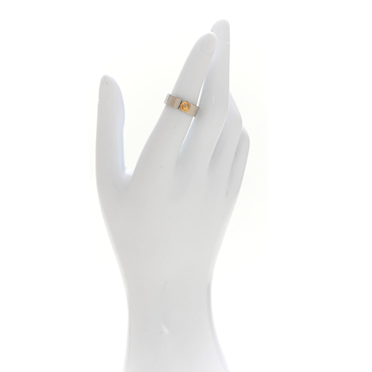 Louis Vuitton Brass Monogram Engraved Nanogram Ring S Palladium