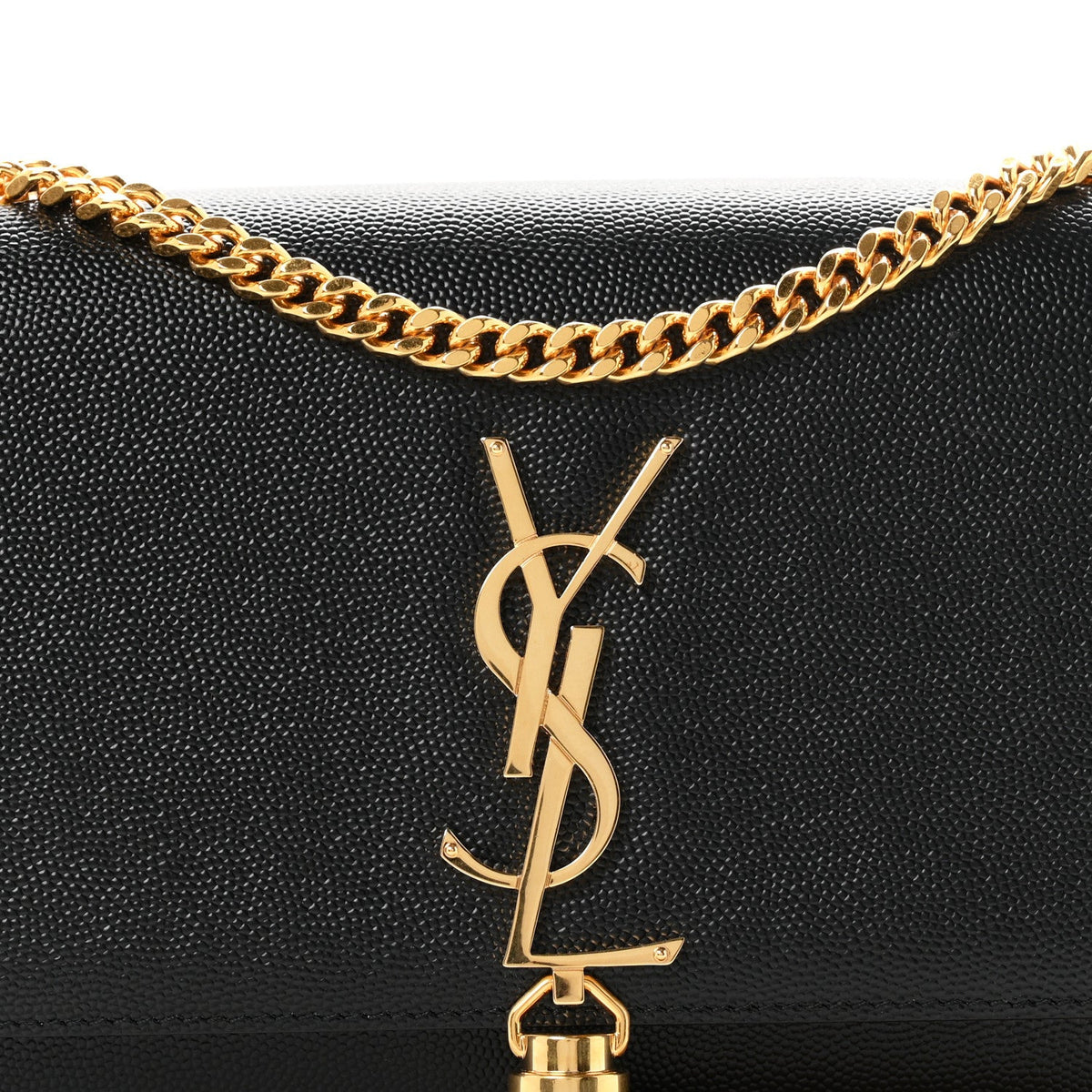 Saint Laurent Grain De Poudre Small Classic Monogram Kate Tassel Satchel Black