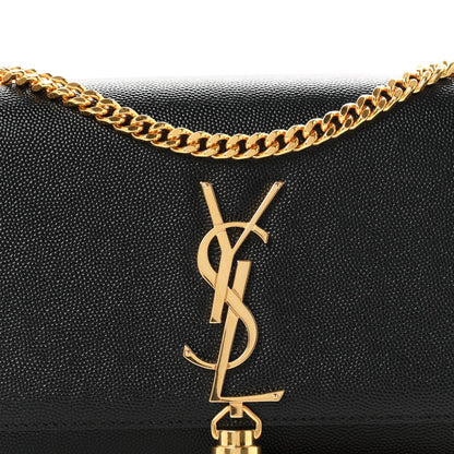 Saint Laurent Grain De Poudre Small Classic Monogram Kate Tassel Satchel Black
