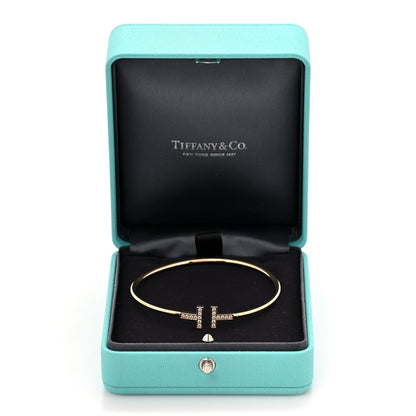Tiffany 18K Yellow Gold Diamond T Wire Bracelet