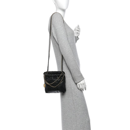 Chanel Shiny Caviar Quilted Monochrome Mini Chanel 22 Black