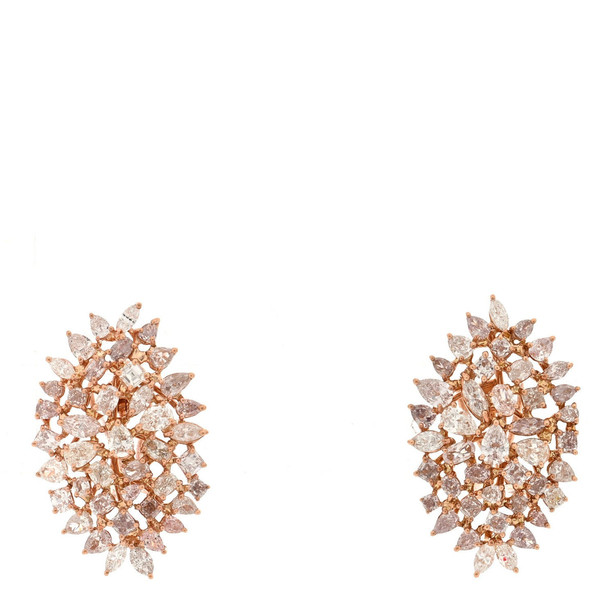 Parker & West by FASHIONPHILE18K Rose Gold Pink Diamond Cluster Earrings