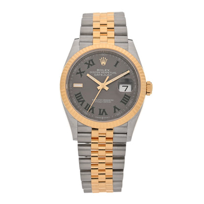 Rolex Stainless Steel 18K Yellow Gold 36mm Datejust Watch Slate 126233