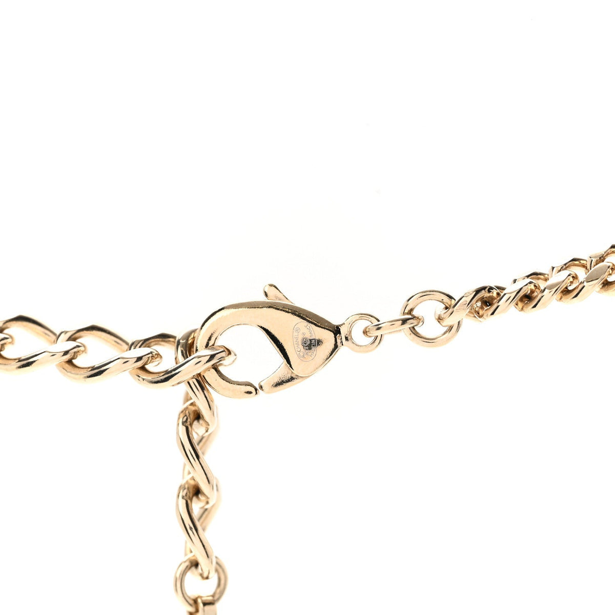 Chanel Metal Crystal Quilted Flap Bag Necklace Gold