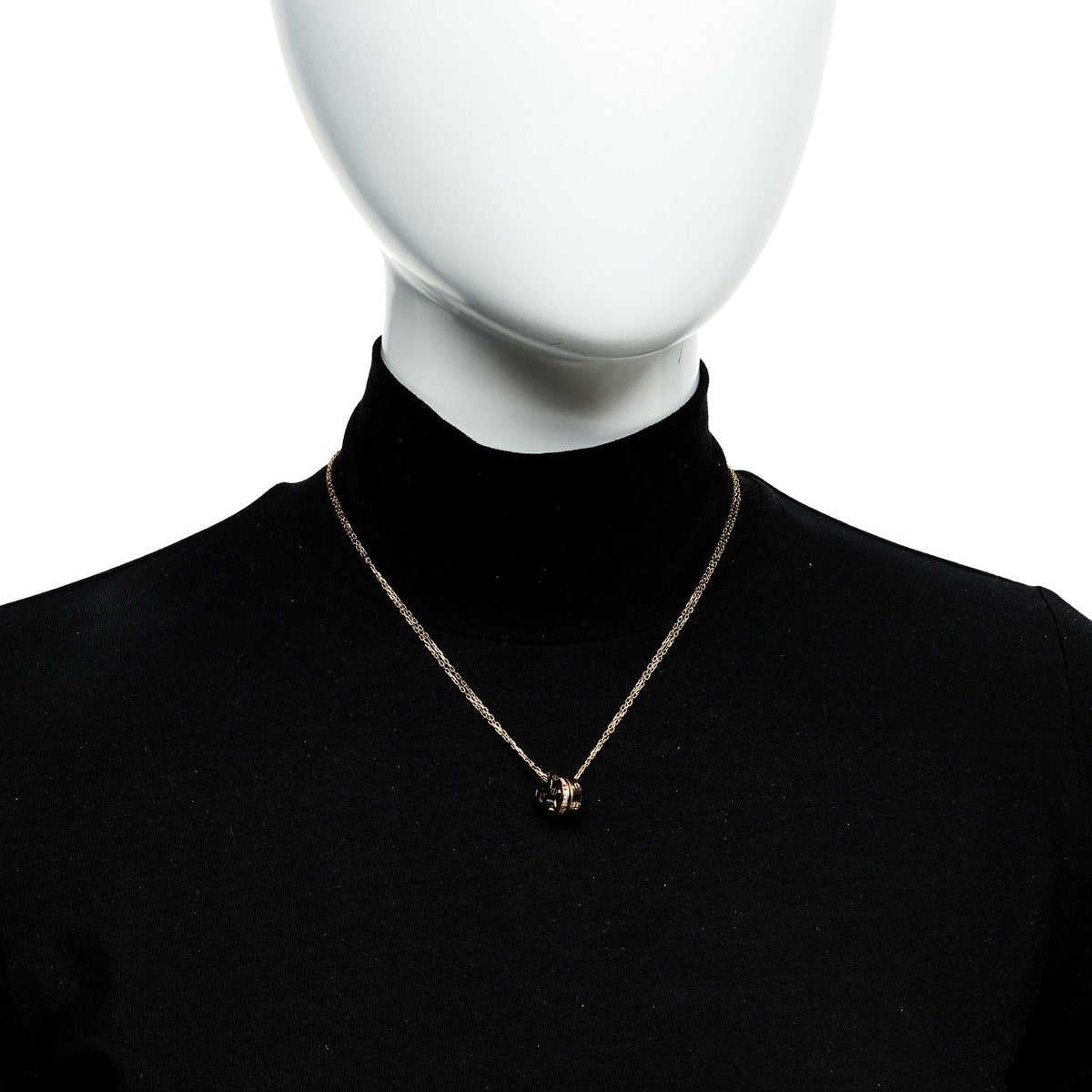 Cartier 18K Pink Gold Ceramic Diamond Three Ring LOVE Pendant Necklace
