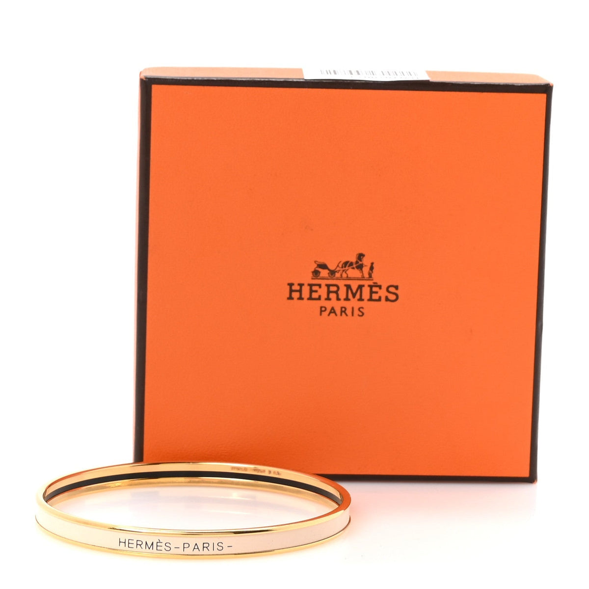Hermes Enamel Printed Extra Narrow Uni Bracelet 70 Creme