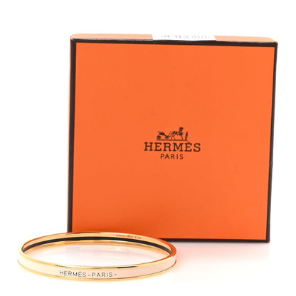 Hermes Enamel Printed Extra Narrow Uni Bracelet 70 Creme